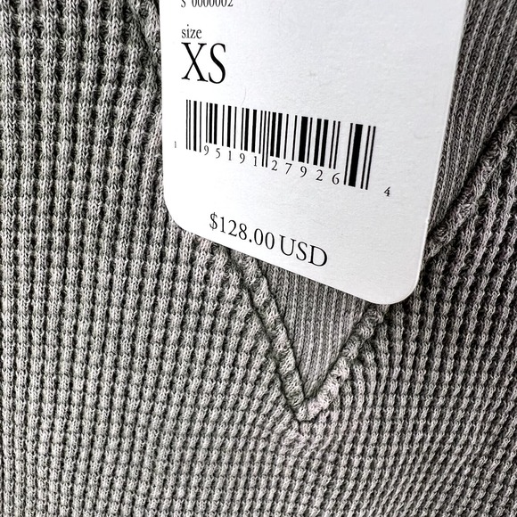 Free People Waffle Knit Hoodie Sweatshirt Light Green Sz XS NWT Retail $128 - Picture 4 of 5